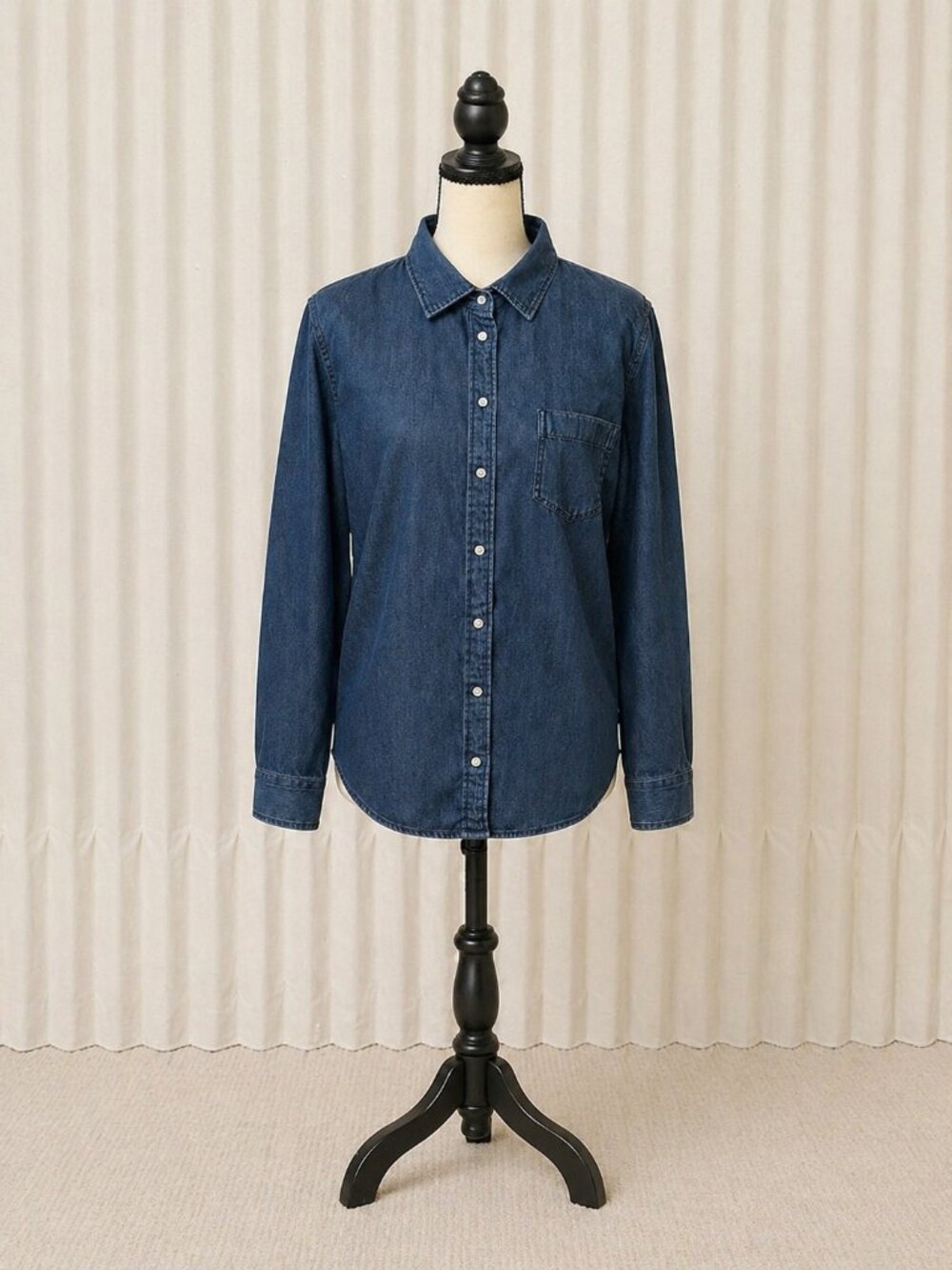 J.Crew Dark Wash Denim Button Down Shirt Long Sleeve Women’s Size L